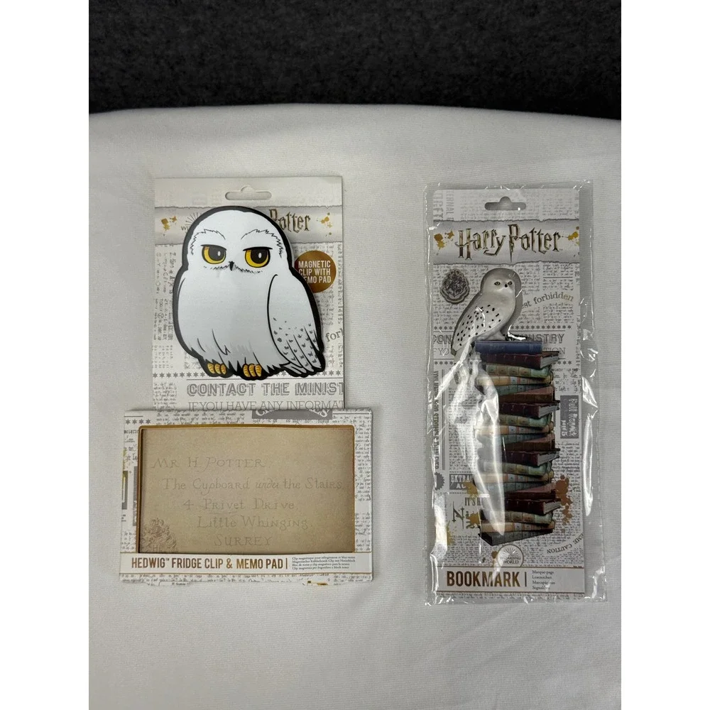 Harry Potter Hedwig Fridge Clip Memo Pad and 3D Bookmark Set Wizarding World NEW